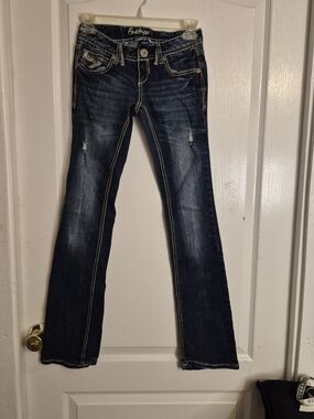 Amethyst Jeans Dark Indigo Bootcut Jeans with Contrast Stitching